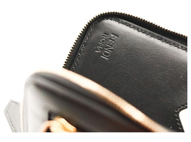 Fendi Leather Zip-Around Wallet Black - view 9