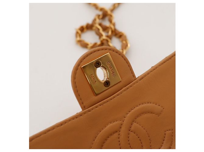 Chanel Classic Flap Small Borsa in Pelle Beige - vista 11