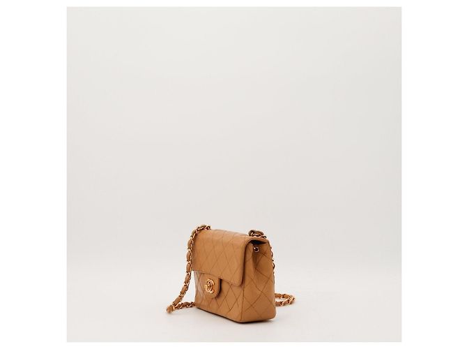 Chanel Classic Flap Small Borsa in Pelle Beige - vista 2
