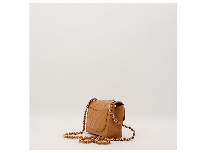 Chanel Classic Flap Small Borsa in Pelle Beige - vista 4