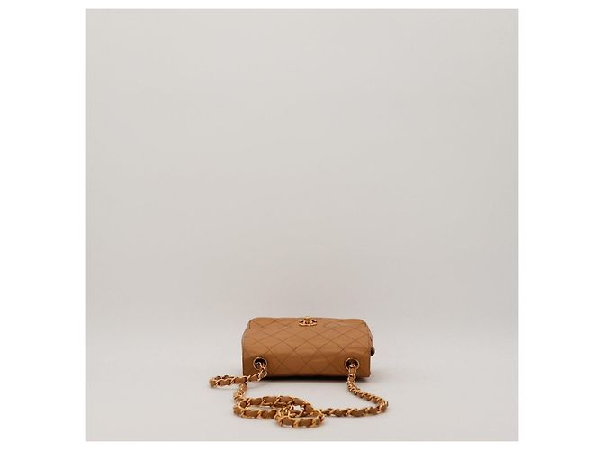 Chanel Classic Flap Small Borsa in Pelle Beige - vista 5