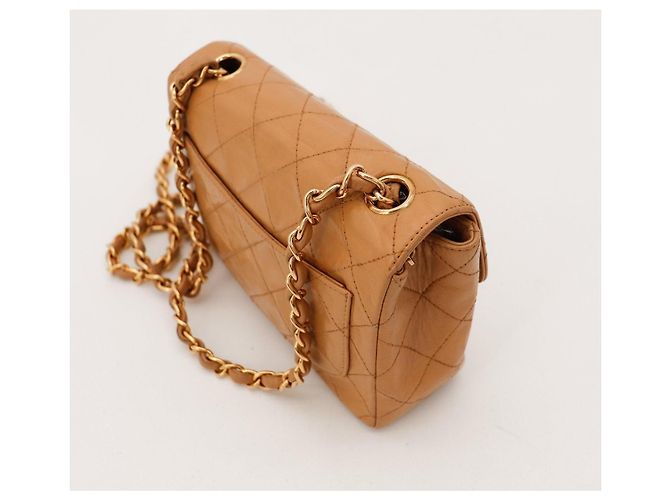 Chanel Classic Flap Small Borsa in Pelle Beige - vista 8