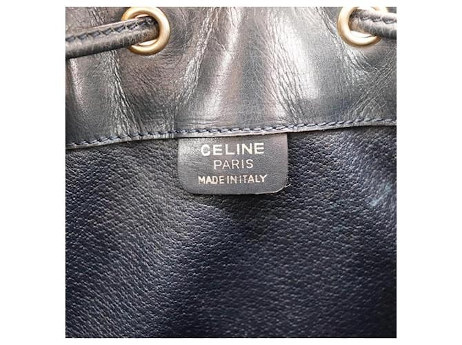 Céline Celine Borsa a Secchiello in Pelle Nero Blu scuro - vista 8