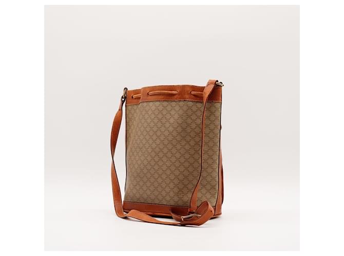 Céline Celine Borsa a Secchiello Tela Monogrammata e Pelle Marrone - vista 4