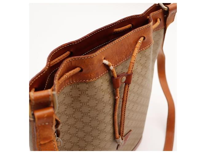 Céline Celine Borsa a Secchiello Tela Monogrammata e Pelle Marrone - vista 6