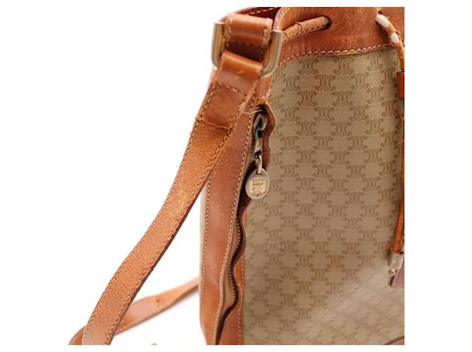 Céline Celine Borsa a Secchiello Tela Monogrammata e Pelle Marrone - vista 8