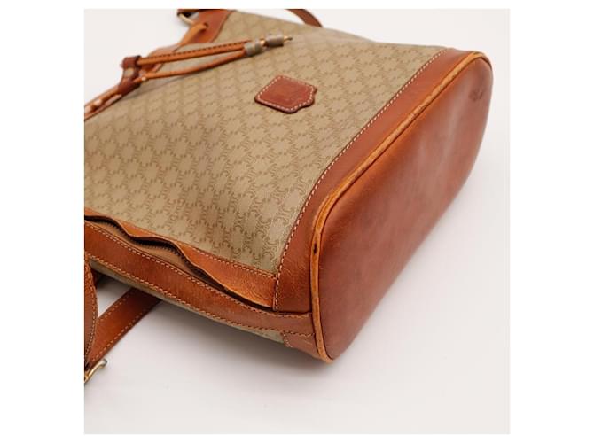 Céline Celine Borsa a Secchiello Tela Monogrammata e Pelle Marrone - vista 9