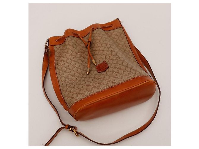 Céline Celine Monogram Canvas Beuteltasche Braun Beige - Ansicht 6