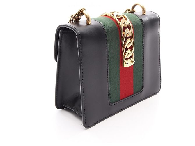 Borsa a Spalla Gucci Sylvie Web Line Nero Rosso Verde - Ansicht 2