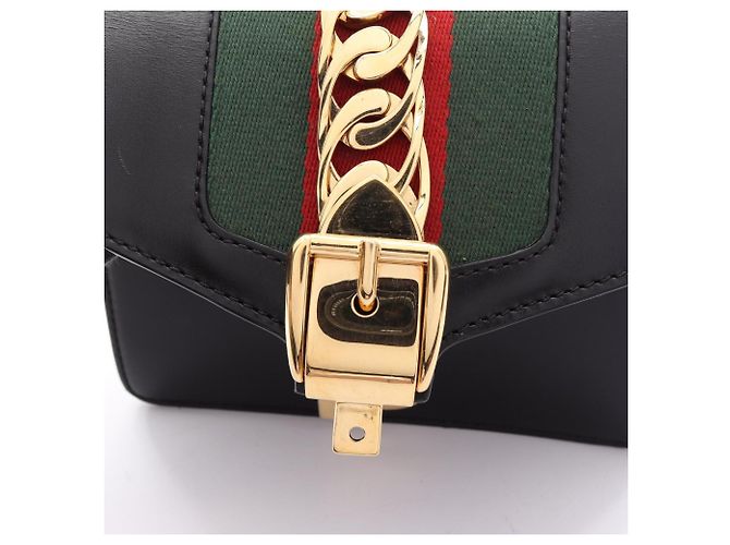 Borsa a Spalla Gucci Sylvie Web Line Nero Rosso Verde - Ansicht 8