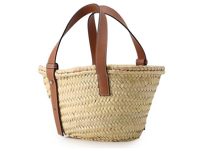 Borsa a mano in pelle e rafia Loewe Marrone - vista 2