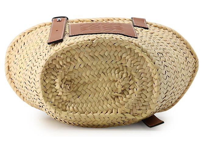 Borsa a mano in pelle e rafia Loewe Marrone - vista 3
