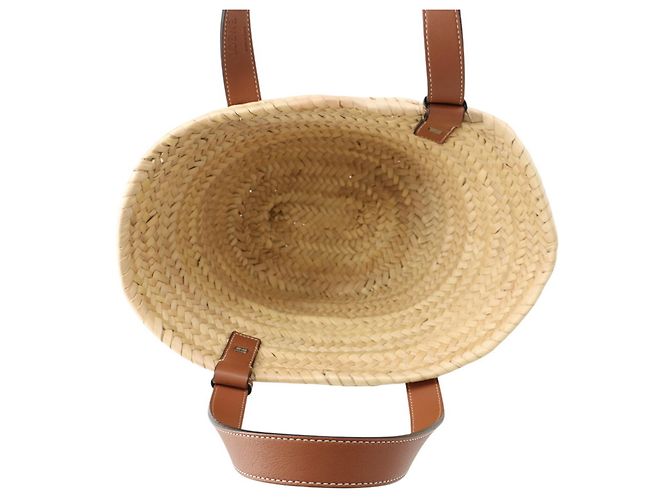 Borsa a mano in pelle e rafia Loewe Marrone - vista 5