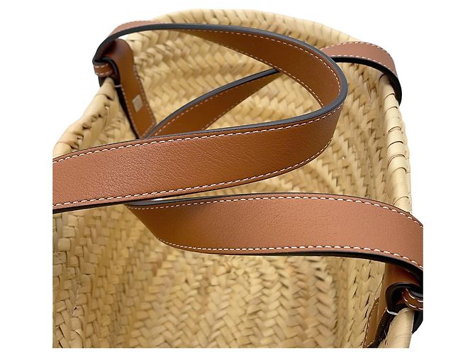 Borsa a mano in pelle e rafia Loewe Marrone - vista 8