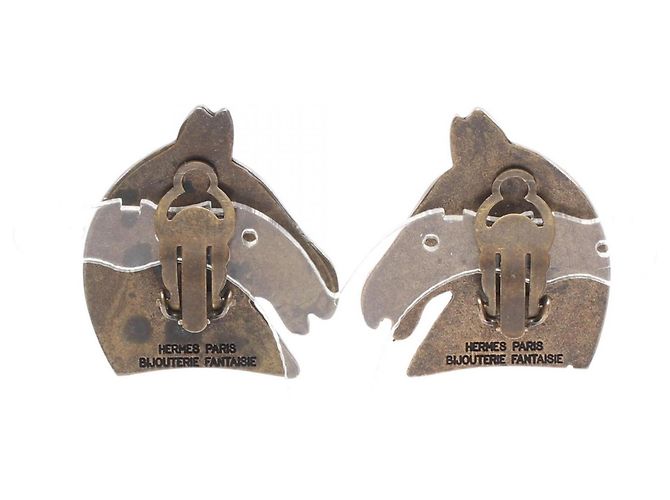 Hermès Boucles d'oreilles clip dorées Hermes - vue 2
