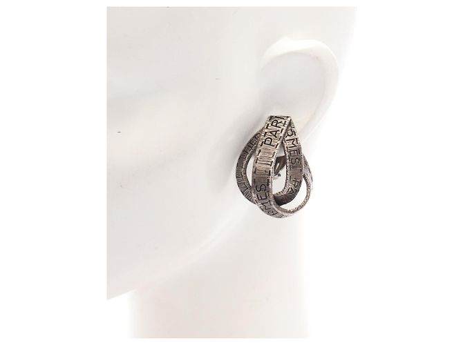 Hermès Hermes Ribbon Clip Ohrringe Silber - Ansicht 4