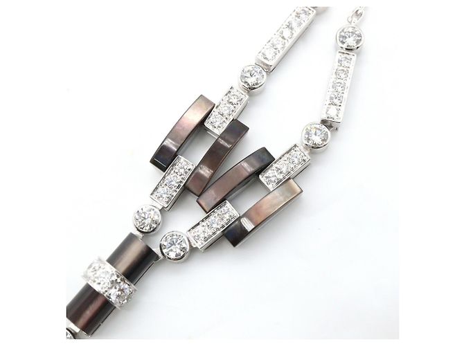 Collana Agrafe in Onice e Diamanti Cartier Nero Argento - vista 4