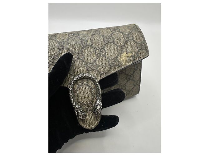 Gucci Dionysus Portafoglio con Catena GG Supreme Grigio Monogramma - vista 10