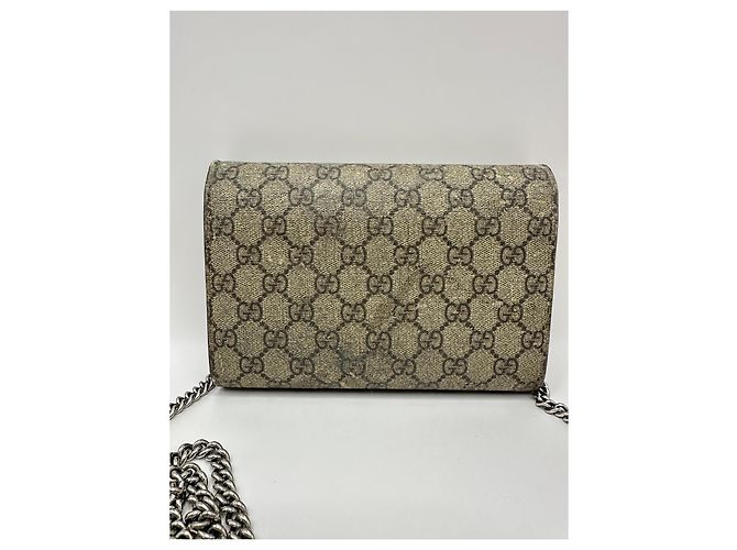 Gucci Dionysus Portafoglio con Catena GG Supreme Grigio Monogramma - vista 2