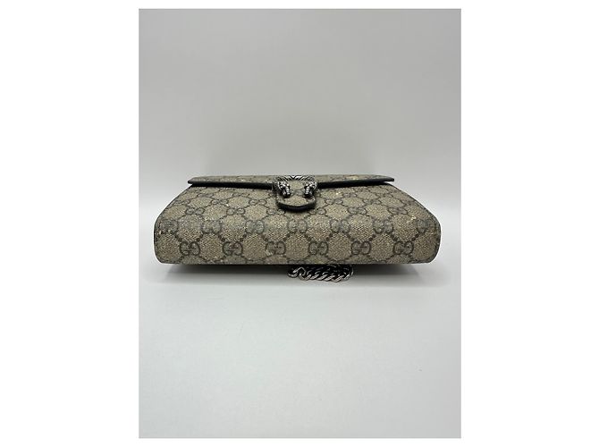 Gucci Dionysus Portafoglio con Catena GG Supreme Grigio Monogramma - vista 3