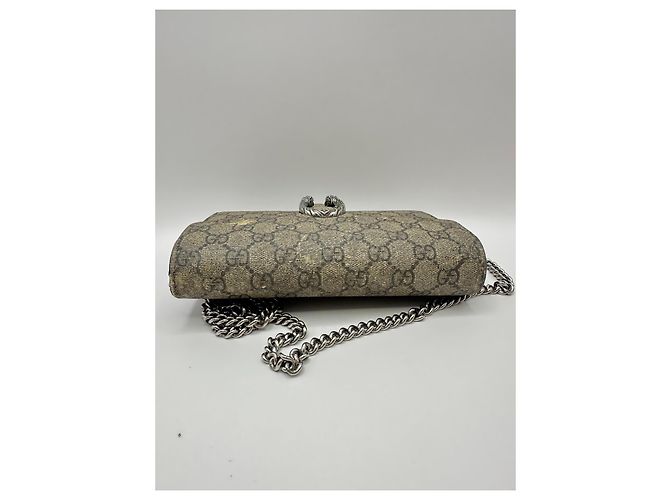 Gucci Dionysus Portafoglio con Catena GG Supreme Grigio Monogramma - vista 4