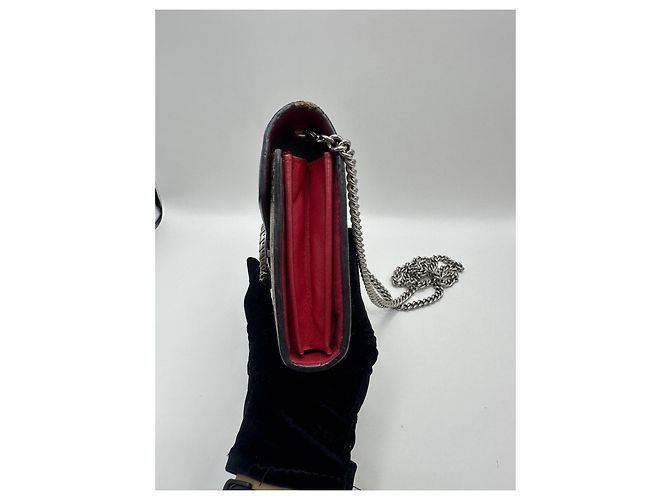 Gucci Dionysus Portafoglio con Catena GG Supreme Grigio Monogramma - vista 5