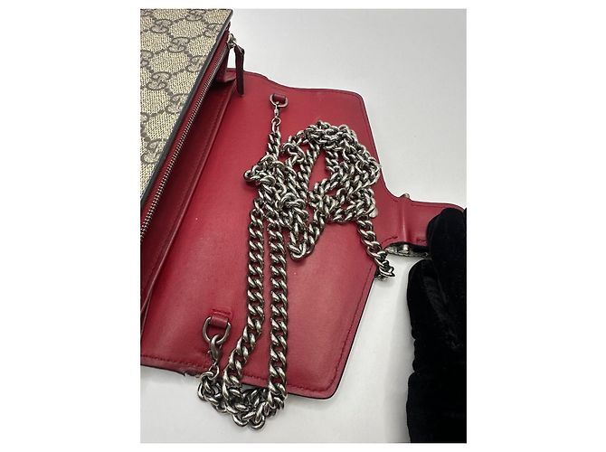 Gucci Dionysus Portafoglio con Catena GG Supreme Grigio Monogramma - vista 8