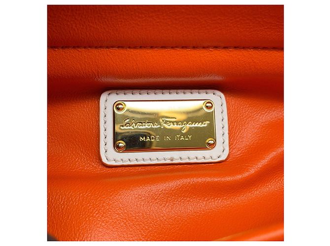 Bolsa de mão pequena Gancini Salvatore Ferragamo Rosa Branco Laranja - vista 17