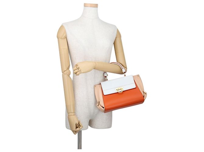 Bolsa de mão pequena Gancini Salvatore Ferragamo Rosa Branco Laranja - vista 4