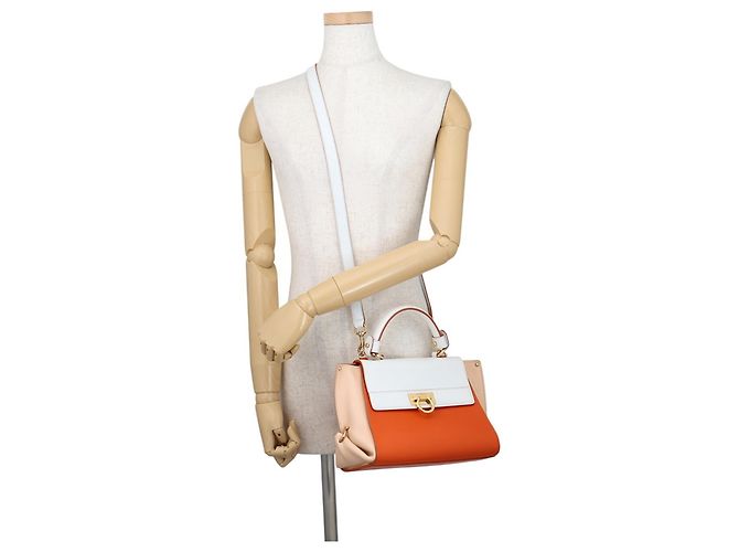 Bolsa de mão pequena Gancini Salvatore Ferragamo Rosa Branco Laranja - vista 5