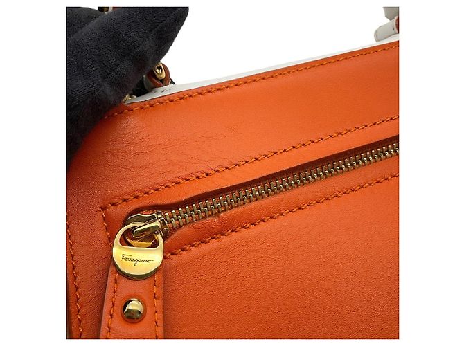 Bolsa de mão pequena Gancini Salvatore Ferragamo Rosa Branco Laranja - vista 8