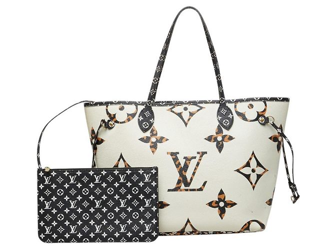 Borsa Tote Louis Vuitton Monogram Jungle Neverfull MM Multicolore Crudo Cammello - vista 15