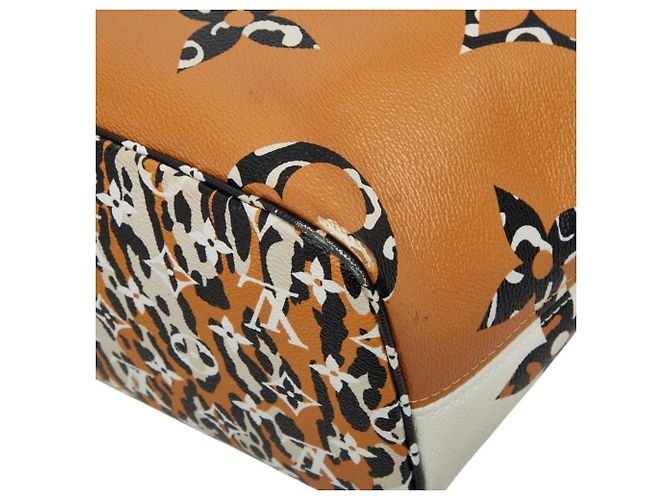Borsa Tote Louis Vuitton Monogram Jungle Neverfull MM Multicolore Crudo Cammello - vista 6
