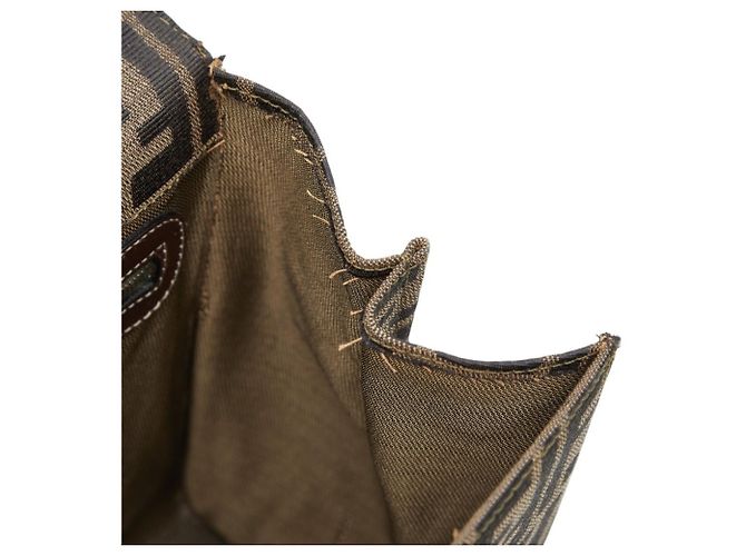 Borsa Fendi Zucca marrone in pelle e tela - vista 14