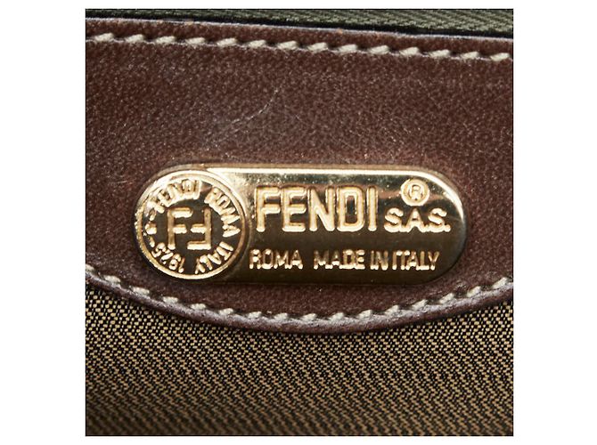 Borsa Fendi Zucca marrone in pelle e tela - vista 16