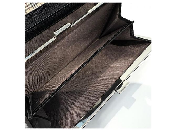 Burberry Nova Check Leder-Langgeldbörse Braun Schwarz - Ansicht 5