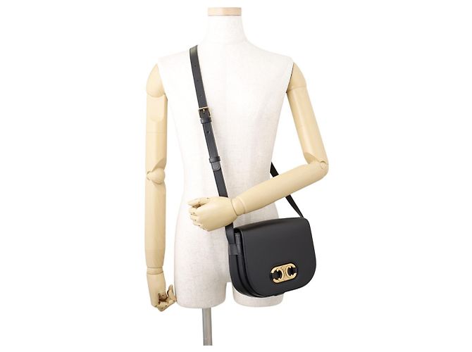 Céline Celine Maillon Triomphe Black Leather Shoulder Bag - view 4