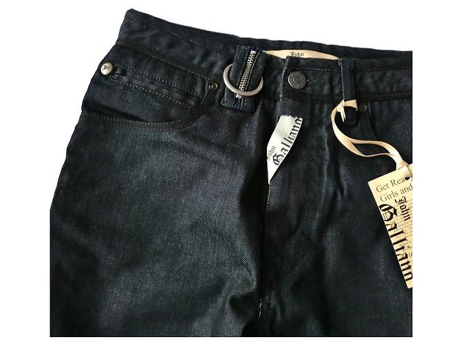 Vaqueros John Galliano para niña con ribete de cuero y logo - Talla 12 Azul oscuro - vista 2