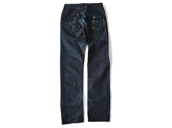 Vaqueros John Galliano para niña con ribete de cuero y logo - Talla 12 Azul oscuro - vista 4