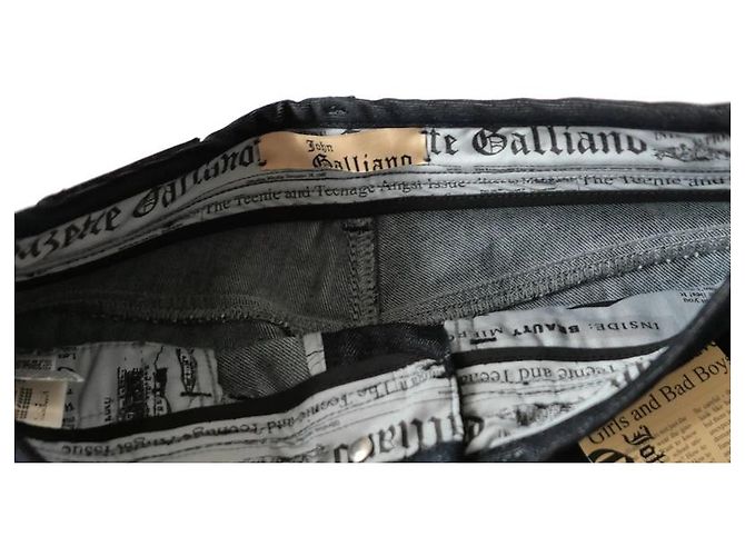 Vaqueros John Galliano para niña con ribete de cuero y logo - Talla 12 Azul oscuro - vista 5