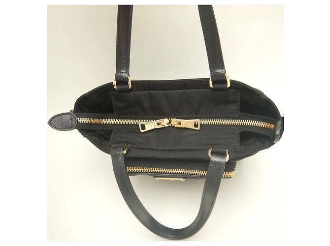 Borsa a mano nera in nylon e pelle Prada Nero - vista 10