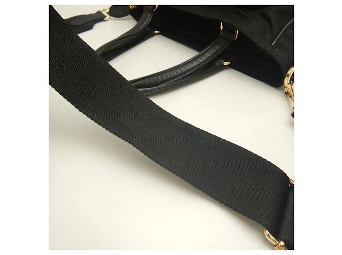 Borsa a mano nera in nylon e pelle Prada Nero - vista 11
