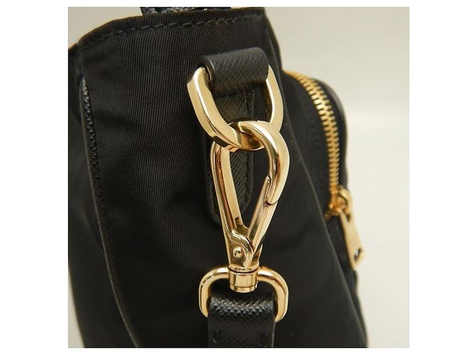 Borsa a mano nera in nylon e pelle Prada Nero - vista 16