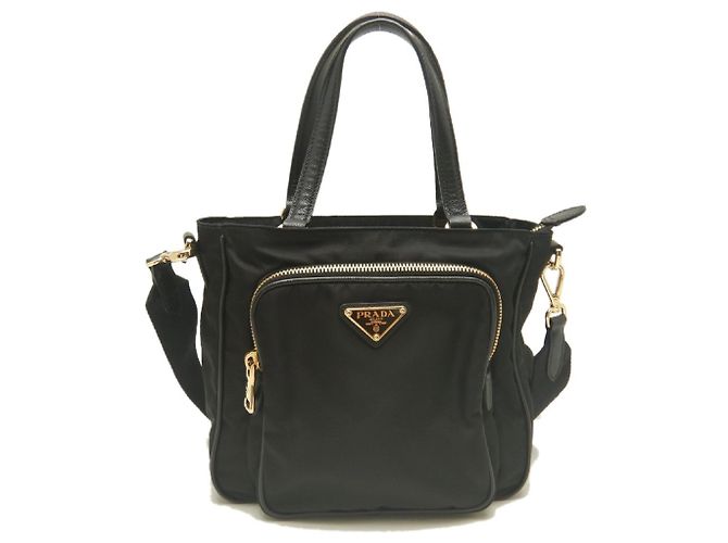 Borsa a mano nera in nylon e pelle Prada Nero - vista 2