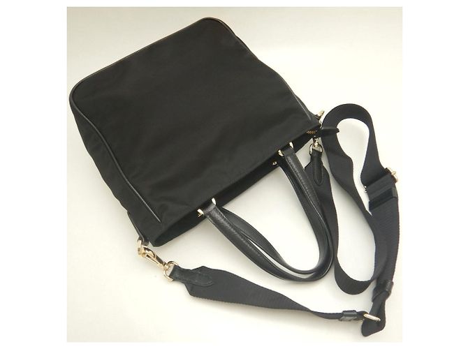 Borsa a mano nera in nylon e pelle Prada Nero - vista 4