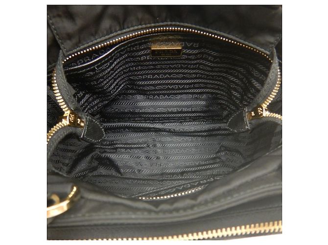 Borsa a mano nera in nylon e pelle Prada Nero - vista 5