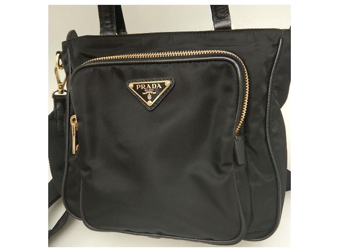 Borsa a mano nera in nylon e pelle Prada Nero - vista 8