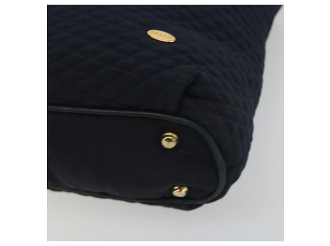Bolsa de Ombro com Corrente BALLY Nylon Navy Gold Tone Auth 192792 Azul marinho - vista 10