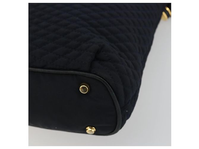Bolsa de Ombro com Corrente BALLY Nylon Navy Gold Tone Auth 192792 Azul marinho - vista 12