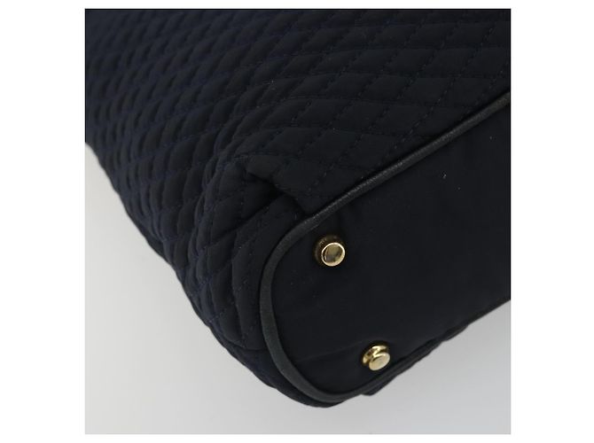 Bolsa de Ombro com Corrente BALLY Nylon Navy Gold Tone Auth 192792 Azul marinho - vista 13